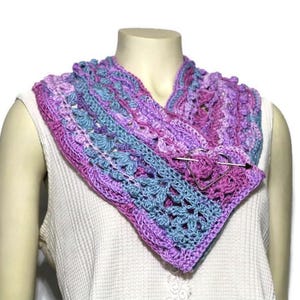 Cowl Neck Warmer, Scarf, Purple,Lavender, Mint Green, Textured, Crocheted, not knitted, Neckwrap, Infinity Scarf