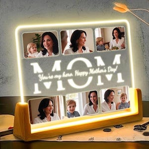Personalized Photo Night Light - Mother&#39;s Day Gift - Best Mom - Mother Gifts - Gift for Mom - Mom Gift from Daughter - Mom Christmas Gift