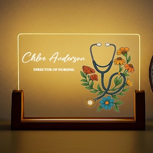 Doctor Desk Name Plate: Heart Surgery, Nurse (Personalized LED Light)