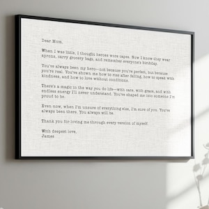 Arte de pared con carta manuscrita personalizada para mamá, regalo sentimental personalizado, regalo enmarcado para mamá, regalo de cumpleaños para mamá, regalo de agradecimiento para mamá, regalo de Navidad para mamá