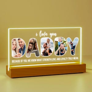 DADDY Acrylic LED Night Light with Photos, Customized Father’s Day Present from Baby Kids, Gift Idea for Dad’s Birthday, Gift from Daughter