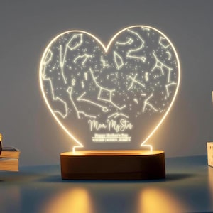 Personalized Star Map Night Light - Mothers Day Gift - Birthday Gift for Mom - Custom Mom Gift - Engraved Star Constellation - Gift Star Map