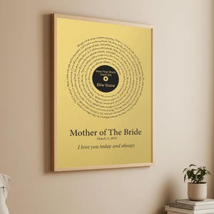 Custom Song Lyrics Print for Mom – Personalized Foil Art Gift – Gold, Silver, or Copper Framed Wedding Day Keepsake - Mothers Day Gift Ideas