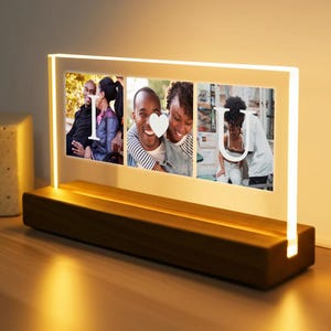 Peronalized Photo Night Light, Photo Collage LED Light, Custom Photo Lamp, Anniversary Gift, Birthday Gift for Friends Couple, Family Gifts