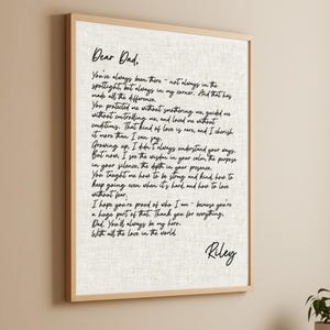 Impresión de carta manuscrita personalizada para papá: recuerdo del Día del Padre para papá, regalo conmemorativo de hija, hijo y esposa, regalo de cumpleaños para papá.