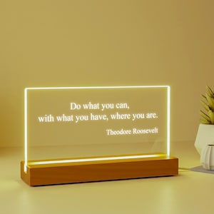 Engraved Custom Quote Acrylic LED Night Light, Motivational Gift, Personalized Quote Gift for Him Her, New Home Gift, Christian Home Decor,