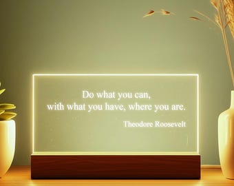 Personalized Quote Sign - Motivational Quotes - Mindfulness Gift - Brainy Quote - Custom Quote Print - Motivational Saying with LED Stand