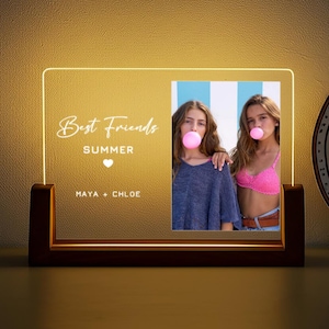 Best Friends Summer Picture Frame Light, Personalized Acrylic Photo Lamp, Custom Bestie Gift, Friendship Sign, Birthday Present for Bestie