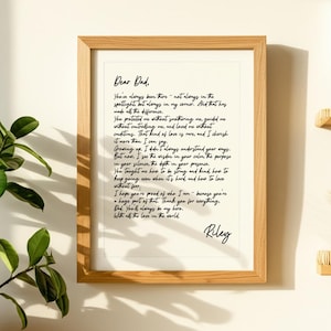 Carta personalizada para papá, regalo de hija e hijo - Impresión personalizada para papá - Regalo del Día del Padre - Marco personalizado para papá - Regalos conmemorativos para papá