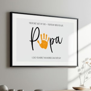 Personalized Father’s Day Gift for Papa from Kids – Handprint Art Keepsake at Home – Birthday Gift for Dad Papa Grandpa - Gift from Daughter