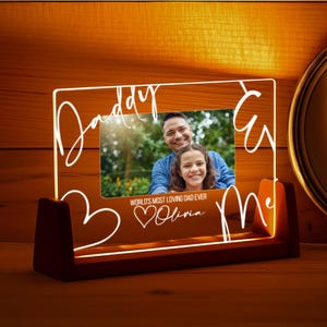 Custom Daddy & Me Picture Night Light, Personalized LED Photo Gift for Father’s Day, Unique Dad Keepsake Gift from Daughter, Gift for Daddy