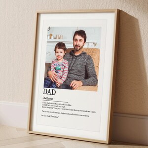 Impressão emoldurada personalizada com foto e definição de pai - Presente significativo para o pai - Presente pessoal para o Dia dos Pais ou Natal - Aniversário do pai - Impressão do pai