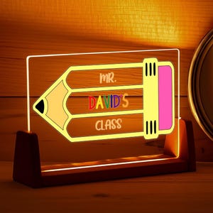 Custom Teacher Gift, Pencil Light up Sign, Pencil Night Light, Teacher Light Art, Pencil Decorations, Teacher Decor, Back to School 2025
