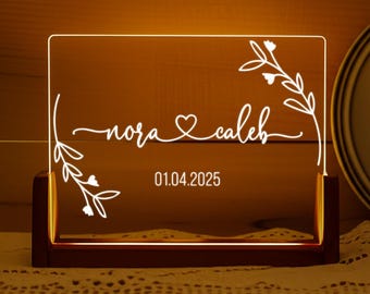 Luminária noturna personalizada, lembrancinhas de casamento, presente de aniversário para ela, decoração para casa, ideia de presente de casamento, presente de noivado/recém-casados, presente de Natal