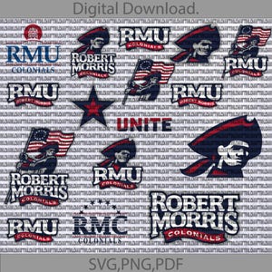 Robert Morris University SVG, College, Colonials SVG, Athletics, Football, RMU, Basketball, Digital File.