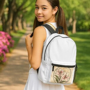 Sac à dos Art floral : élégant sac d'école design Lily