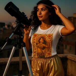 T-shirt bohème en coton bio : t-shirt graphique de danse orientale éthérée
