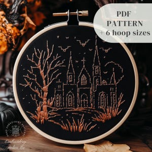 Halloween Embroidery Design, Spooky Embroidery PDF Pattern, Printable Hand Stitch Template, Spooky Season Craft, Digital Embroidery Download