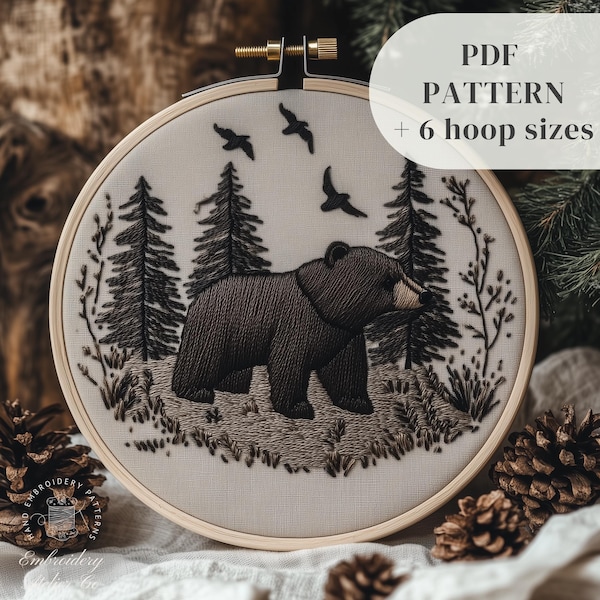 Bear Hand Embroidery - Etsy