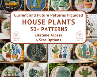 House Plants Hand Embroidery Pattern Bundle, Botanical Embroidery Design Collection, Digital Embroidery Download, Current and Future Designs