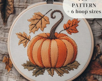 Autumn Pumpkin Embroidery Design, Pumpkin Hand Embroidery Pattern, Halloween Embroidery Template, Beginners Stitching Pattern, Autumn Crafts
