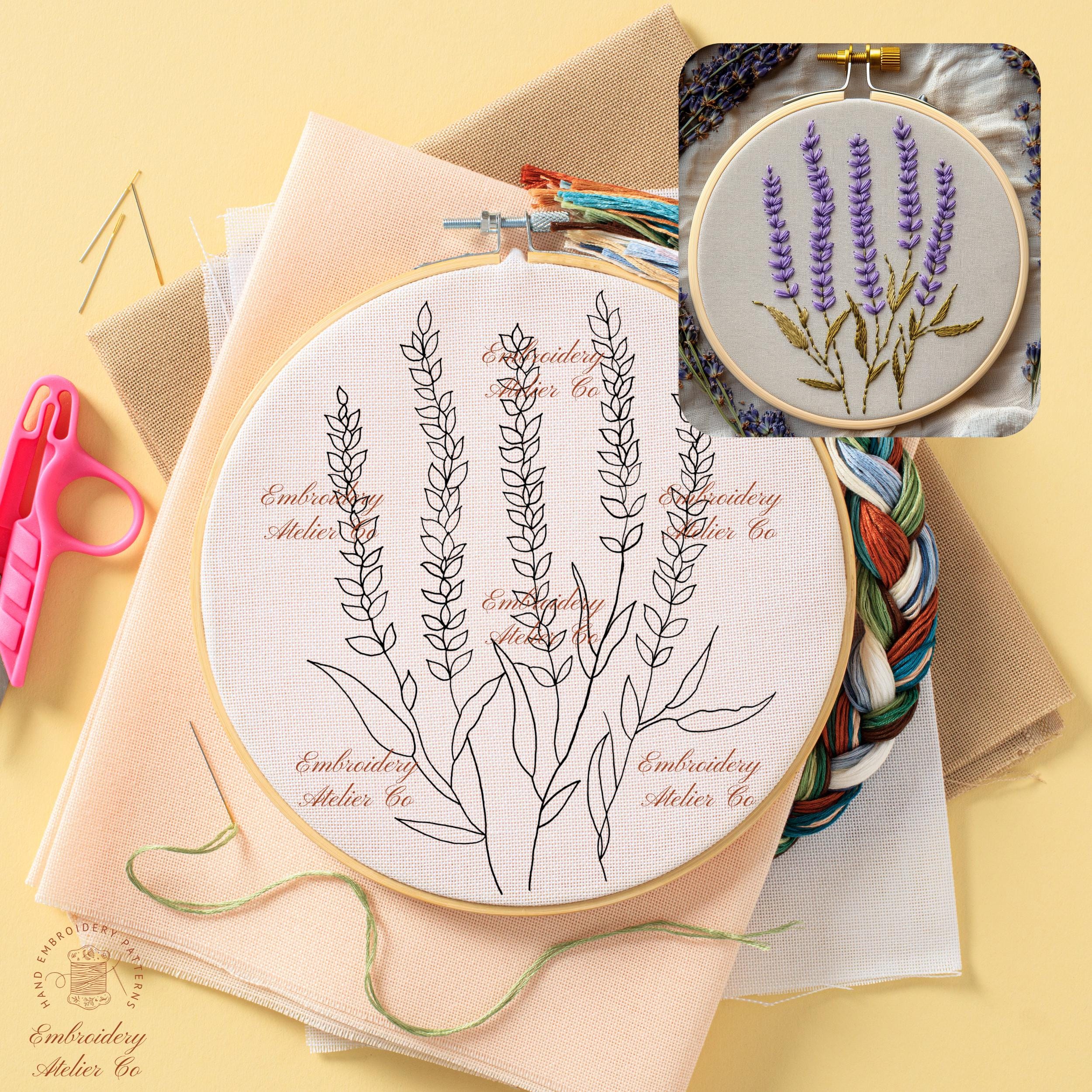 Purple Lavender Hand Embroidery Pattern, Flowers Embroidery PDF Design ...
