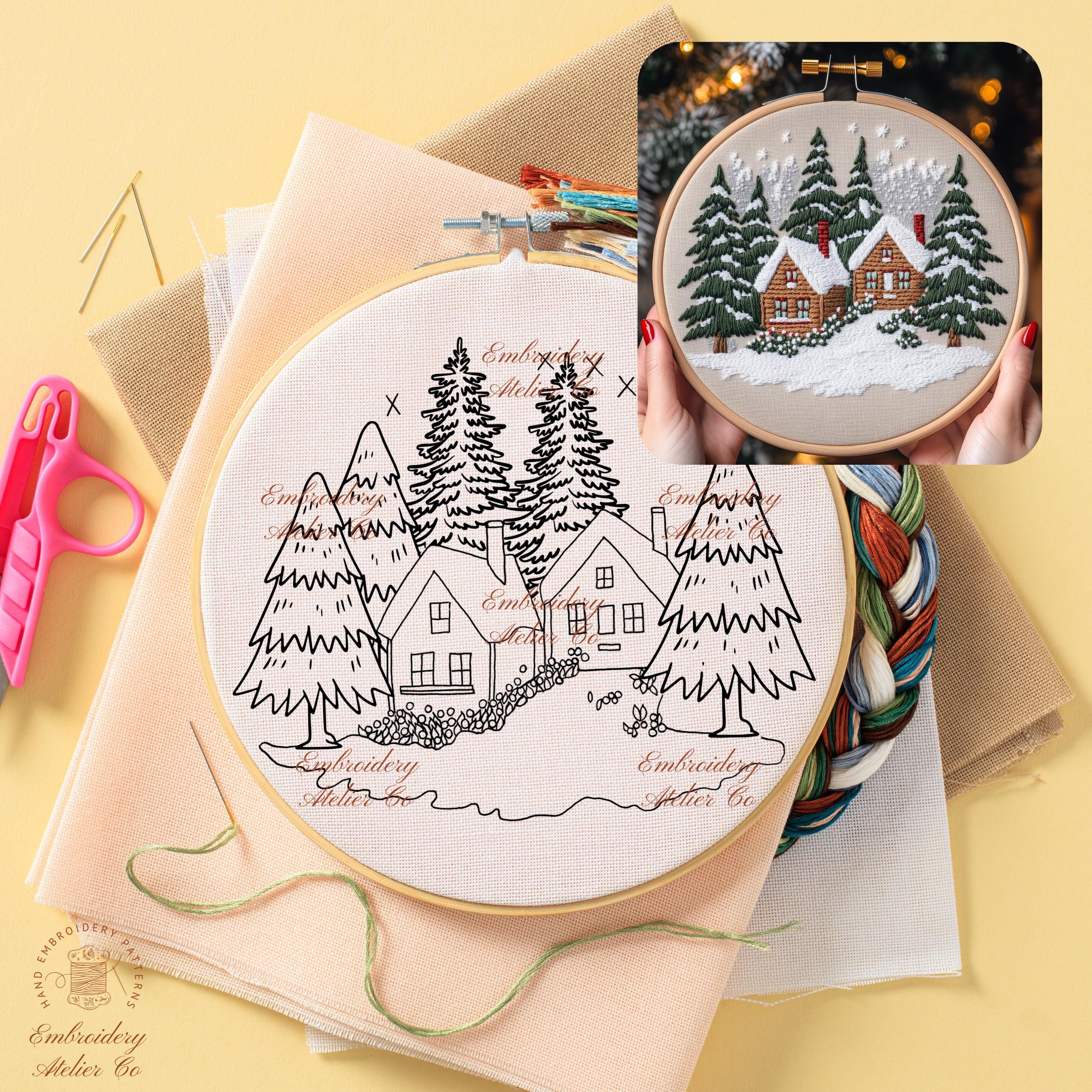 Holiday Village Embroidery Pattern, Christmas Hand Embroidery PDF ...
