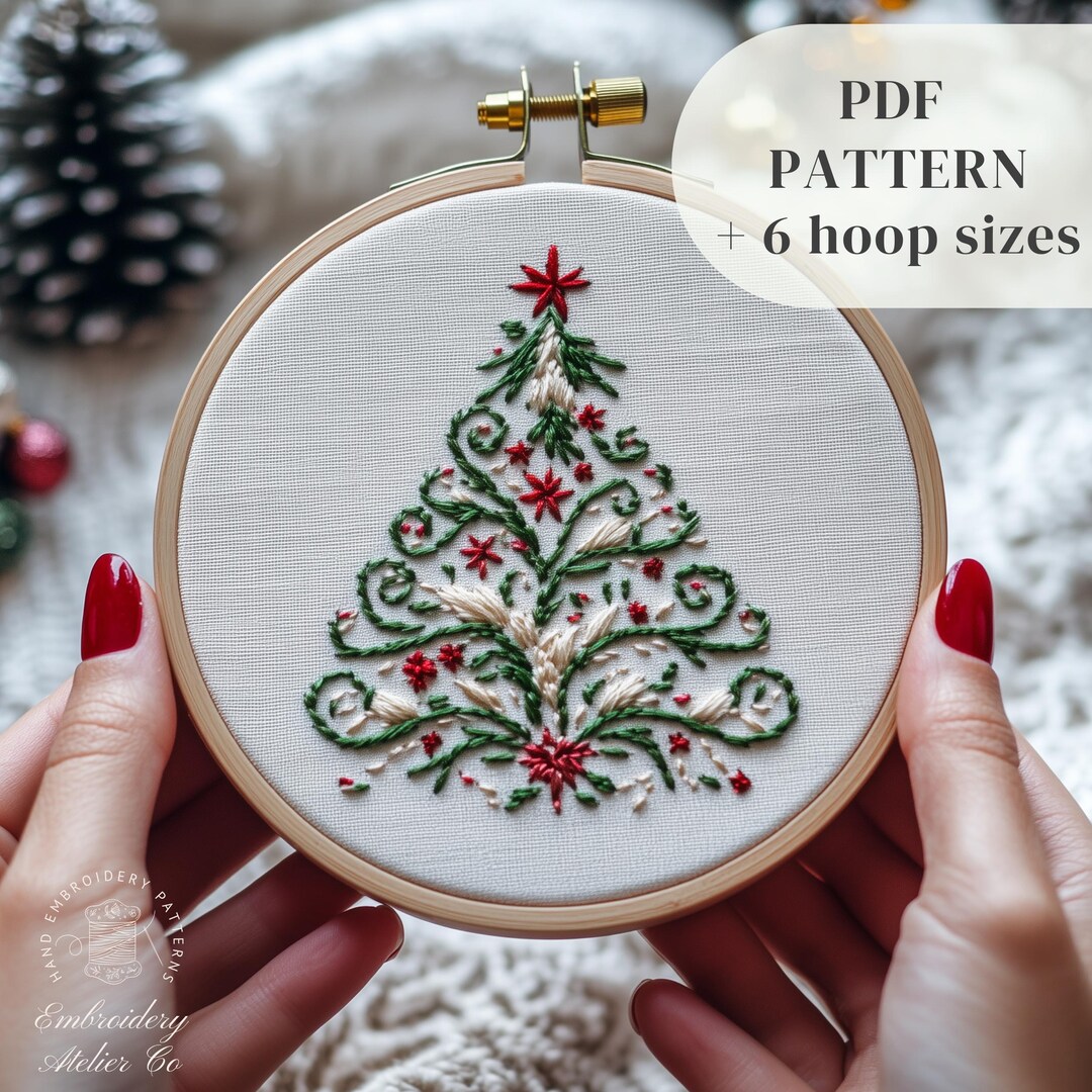 Beginner Embroidery PDF Pattern, Christmas Tree Hand Embroidery Design ...