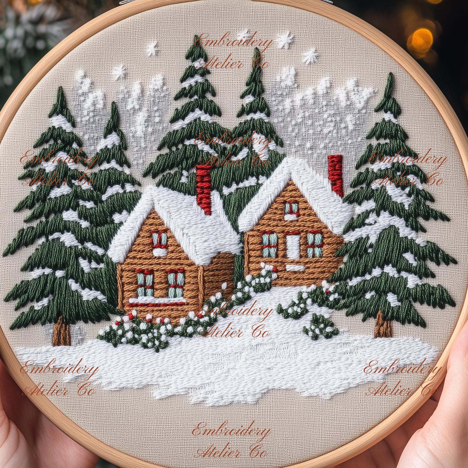 Holiday Village Embroidery Pattern, Christmas Hand Embroidery PDF ...