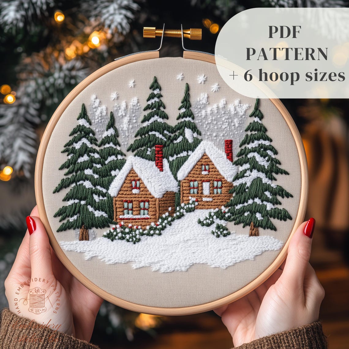 Holiday Village Embroidery Pattern, Christmas Hand Embroidery PDF ...