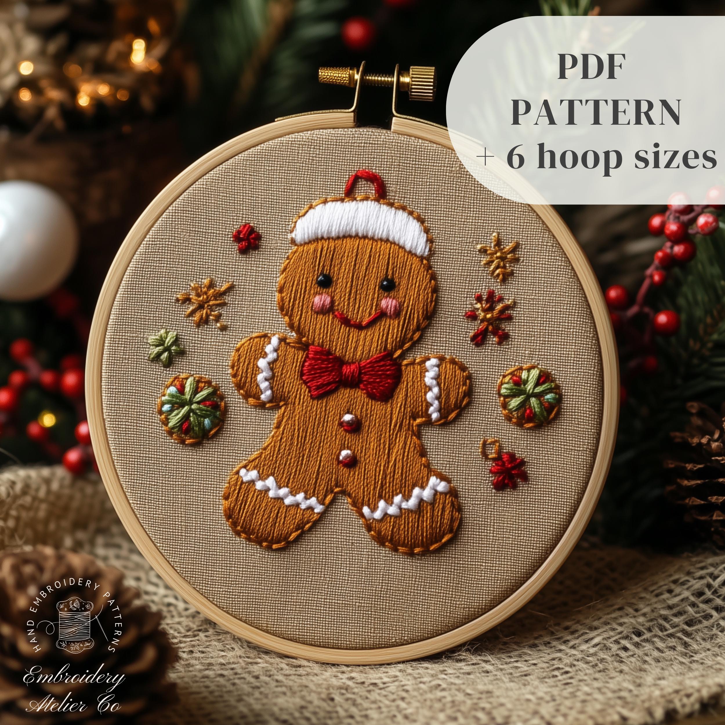 Gingerbread Man Embroidery PDF Pattern, Beginner Hand Embroidery Design ...