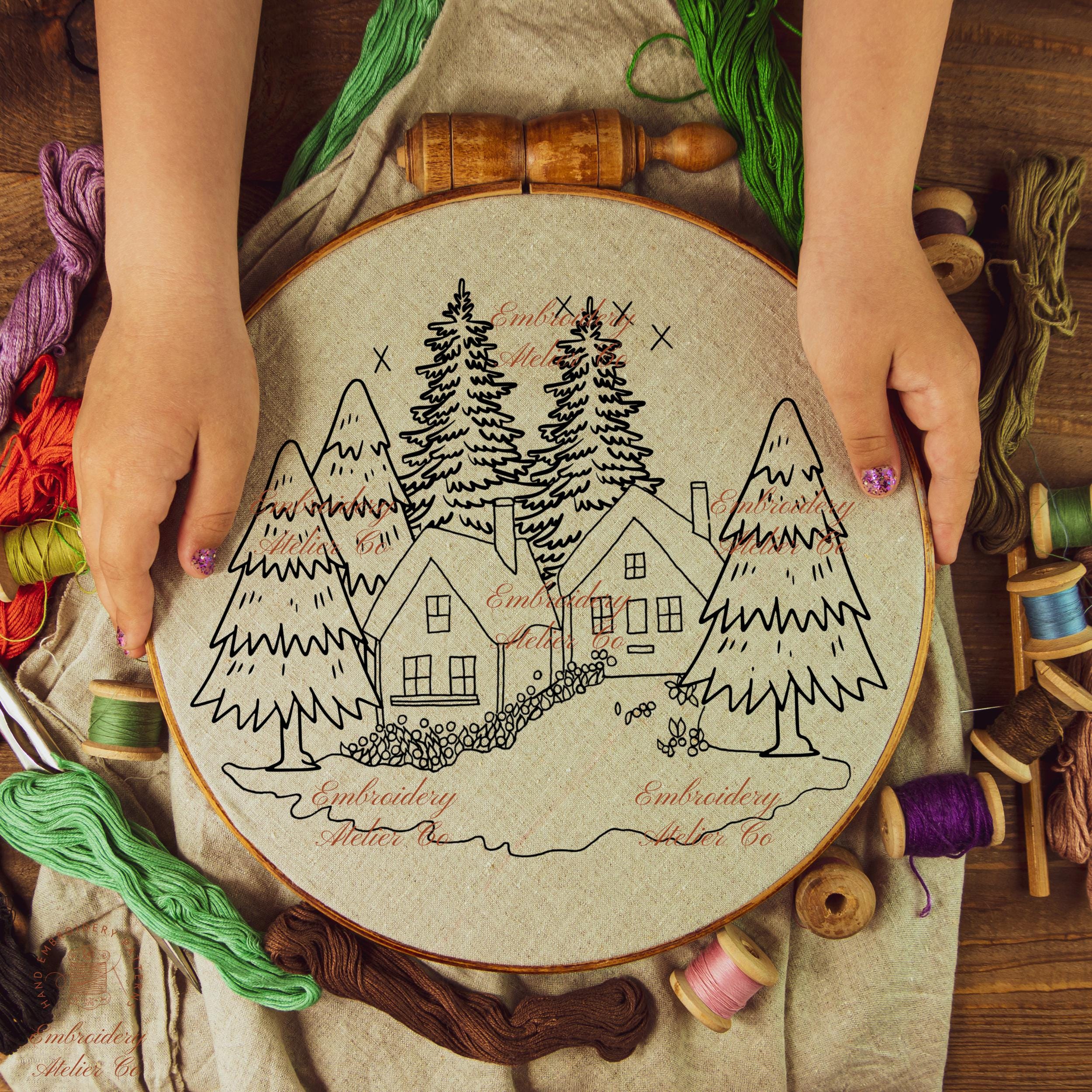 Holiday Village Embroidery Pattern, Christmas Hand Embroidery PDF ...