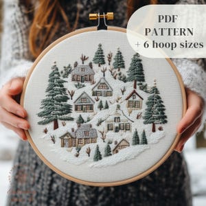 Holiday Village Hand Embroidery Design, Christmas Embroidery PDF ...