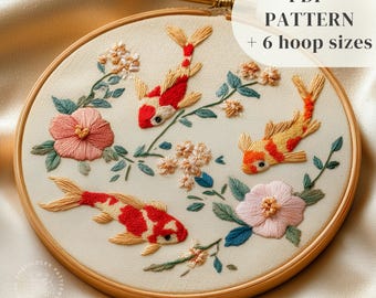 Fish Hand Embroidery Pattern, Ocean Animal Embroidery Design, Sea Life Stitching Pattern, Digital Embroidery Template, Beginners Embroidery