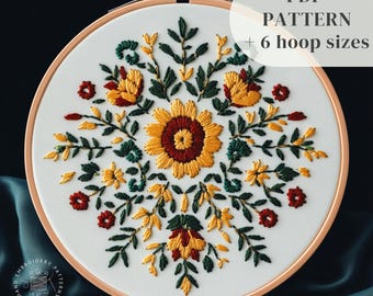 Scandinavian Folk Flowers Embroidery Pattern – Printable PDF - Etsy Canada