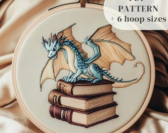 Dragon Hand Embroidery Design, Fantasy Embroidery Pattern, Medieval Embroidery Printable, Mythical Creature Stitching PDF, Digital Download