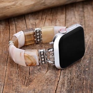 Sacred Sands Agate Natural Stone Apple Watch Strap Beaded Apple Watch Band, Fits any Apple Watch, Women&#39;s Apple Band, Mother&#39;s Day Gift