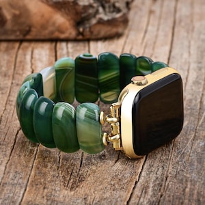 Emerald Grove Natural Stone Apple Watch Strap | Band 38mm 40mm 41mm 42mm 44mm 45mm 46mm 49mm | Compatible with all Apple Watch Series