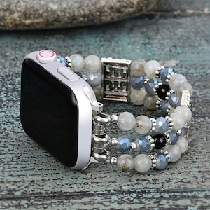 Indigo Apple Watch Band Beaded | Band 38mm 40mm 41mm 42mm 44mm 45mm 46mm 49mm | Compatible with all Apple Watch Series Artisanal Labradorite