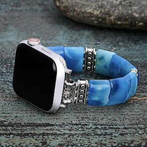 Serene Abyss Agate Natural Stone Apple Watch Strap Fits all Apple Watch, Women&#39;s Apple Band, Mother&#39;s Day Gift