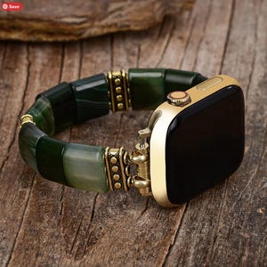 Evergreen Serenity Agate Natural Stone Apple Watch Strap Fits all Apple Watch, Women&#39;s Apple Band, Mother&#39;s Day Gift