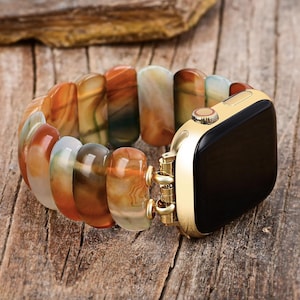 Golden Dusk Natural Stone Apple Watch Strap | Band 38mm 40mm 41mm 42mm 44mm 45mm 46mm 49mm | Compatible with all Apple Watch Series