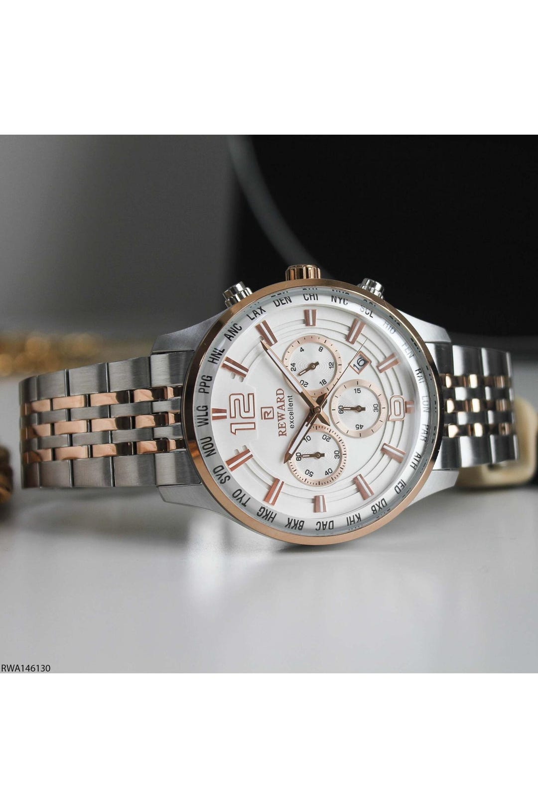 Reloj cronógrafo de lujo para hombre: reloj de pulsera de acero