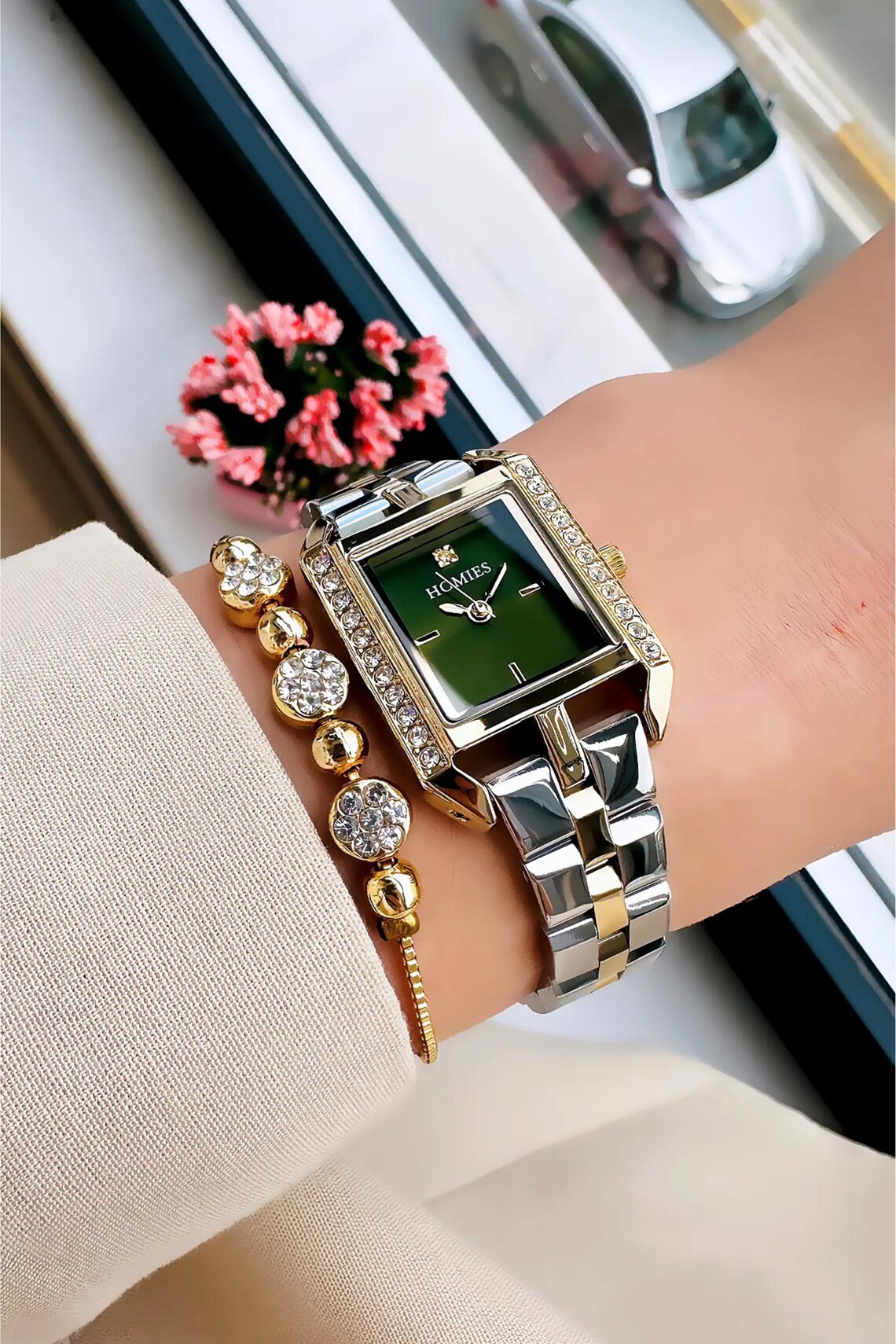 Elegant Goldsilver Women’s Watch With Crystal Bracelet Luxury Gift — free download