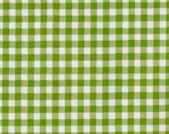 Lime Green Gingham Oilcloth Fabric -By the Yard