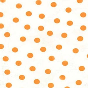 May include: White background with a repeating pattern of orange polka dots.