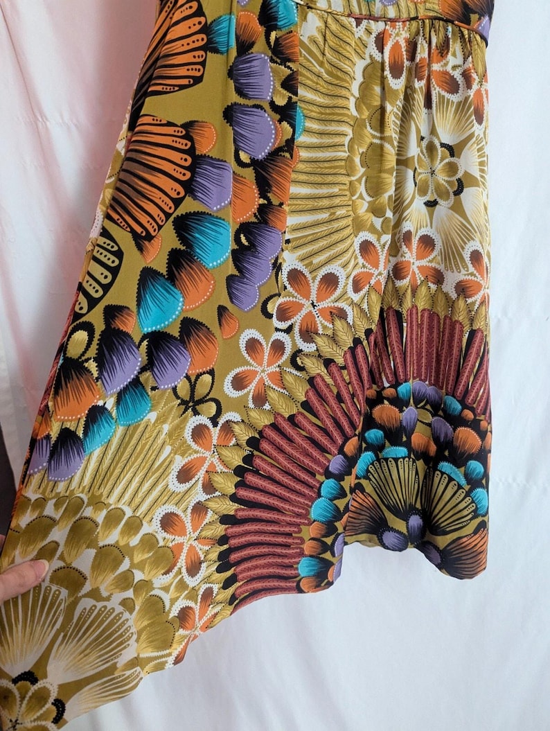Vintage Anthropologie Edme & Esyllte Abstract Floral Silk Midi Dress | Whimsigoth Fairycore Maximalist Boho | Size 2 image 3