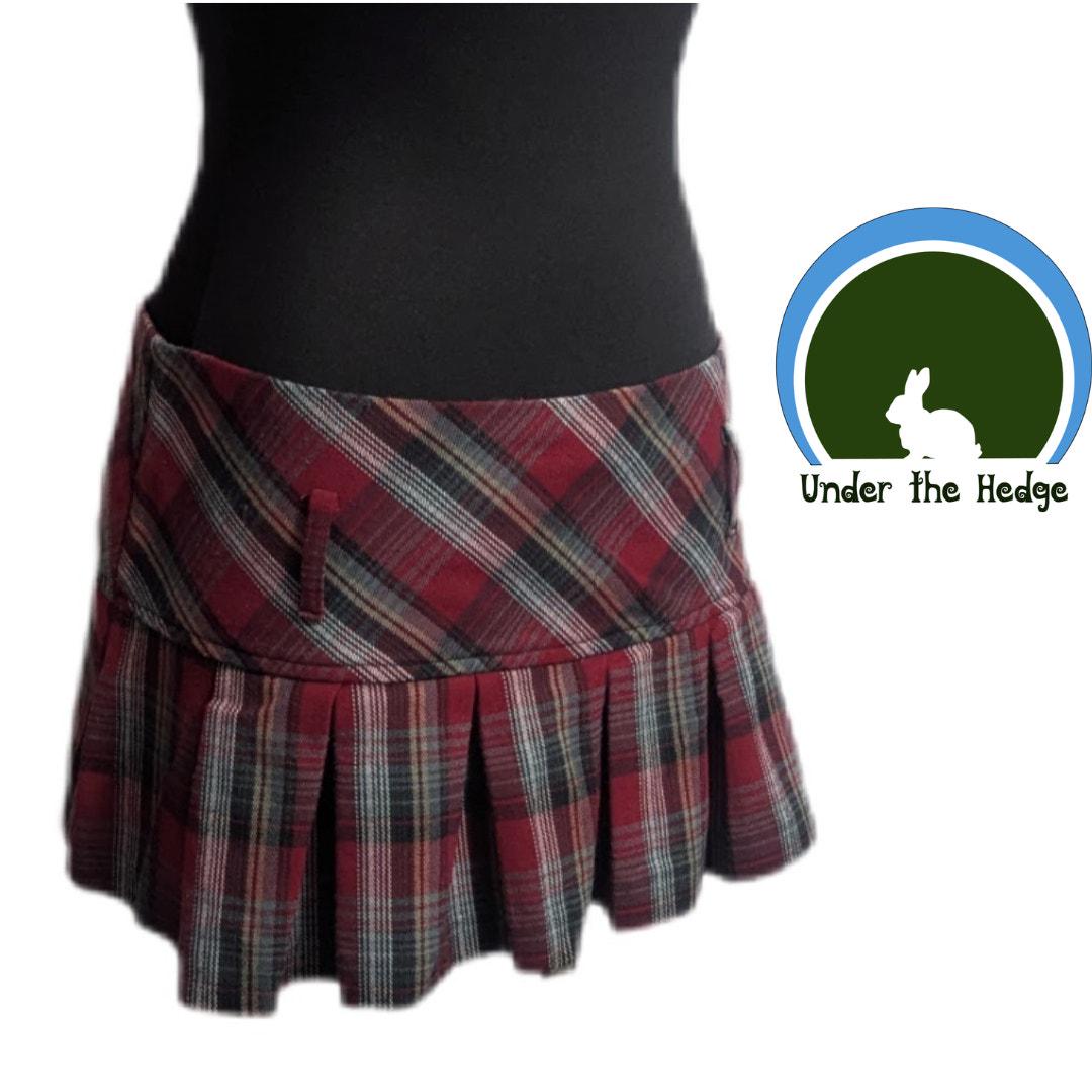 DivasWorld Red Tartan Pleated School Girl Kilt Micro Mini Skirt (Size UK 22-24 / Fits 41 inches Waist