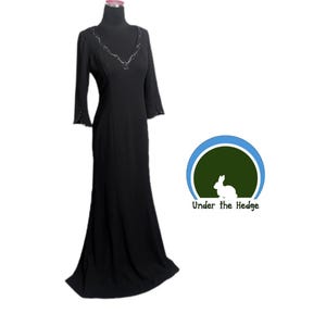 New Adrianna Papell Black Embellished Rhinestone Sequin Formal Gown | Goth Glam Old Money Black Tie | Size 6 READ image 1