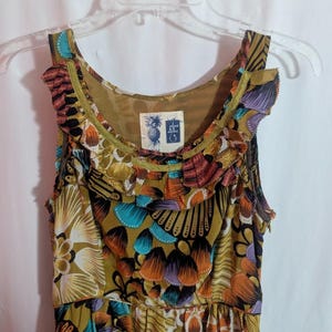 Vintage Anthropologie Edme & Esyllte Abstract Floral Silk Midi Dress | Whimsigoth Fairycore Maximalist Boho | Size 2 image 4